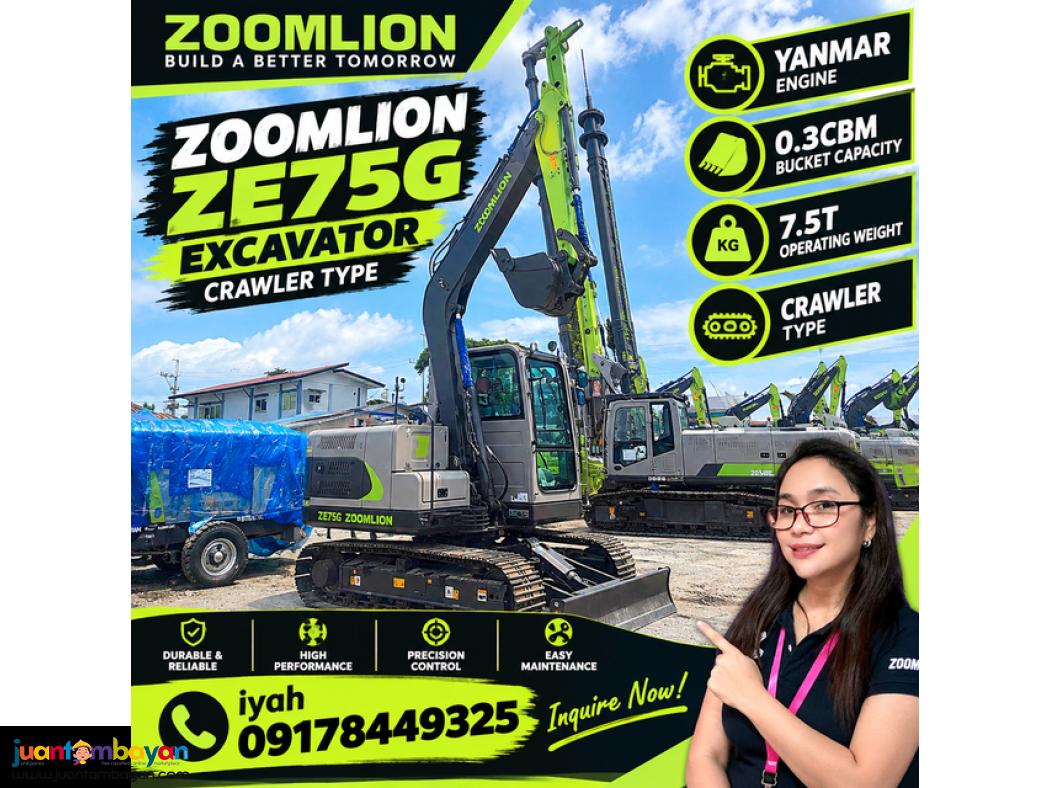 ZOOMLION ZE75G EXCAVATOR CRAWLER TYPE YANMAR ENGINE 0.3CBM- 7.5T