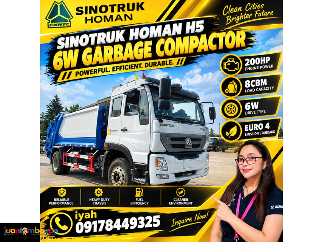 SINOTRUK HOMAN H5 6W GARBAGE COMPACTOR 200HP 8CBM EURO 4