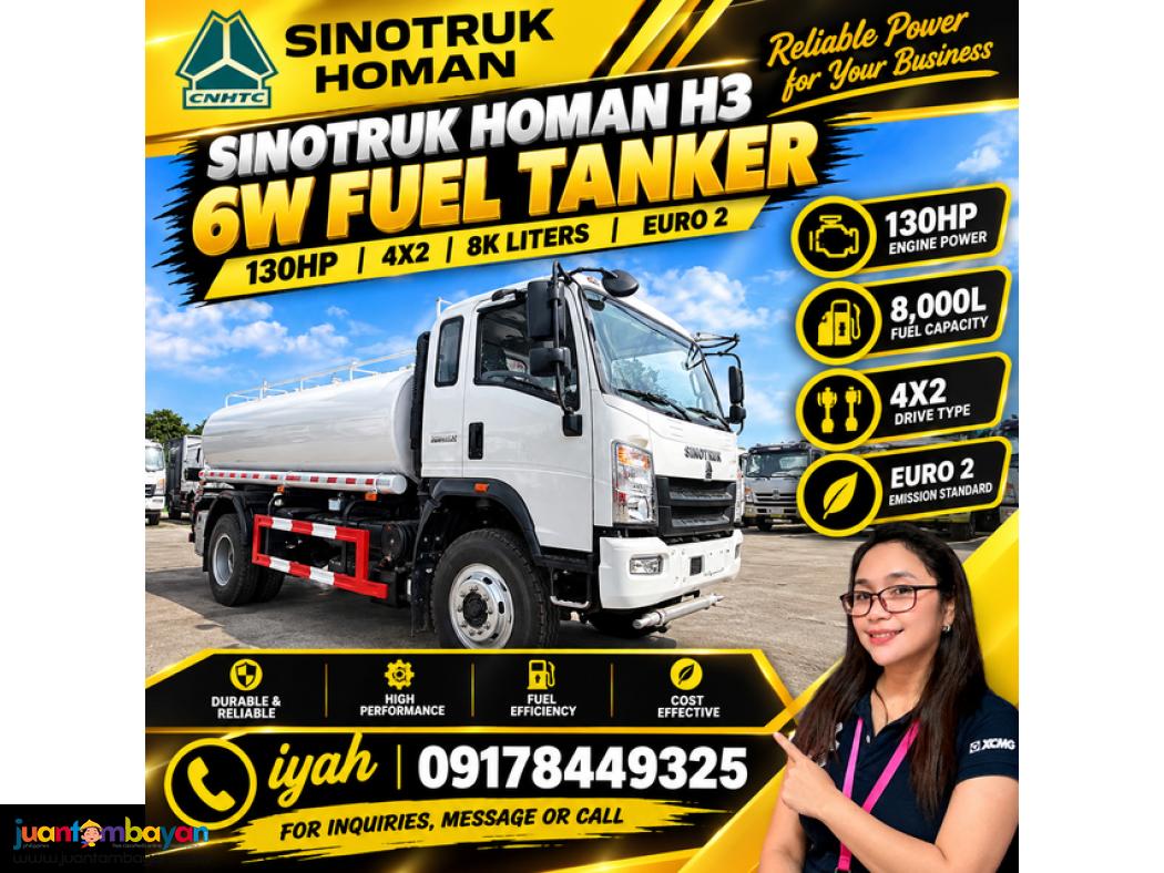 SINOTRUK HOMAN H3 6W FUEL TANKER 130HP 4X2 8K LITERS EURO 2