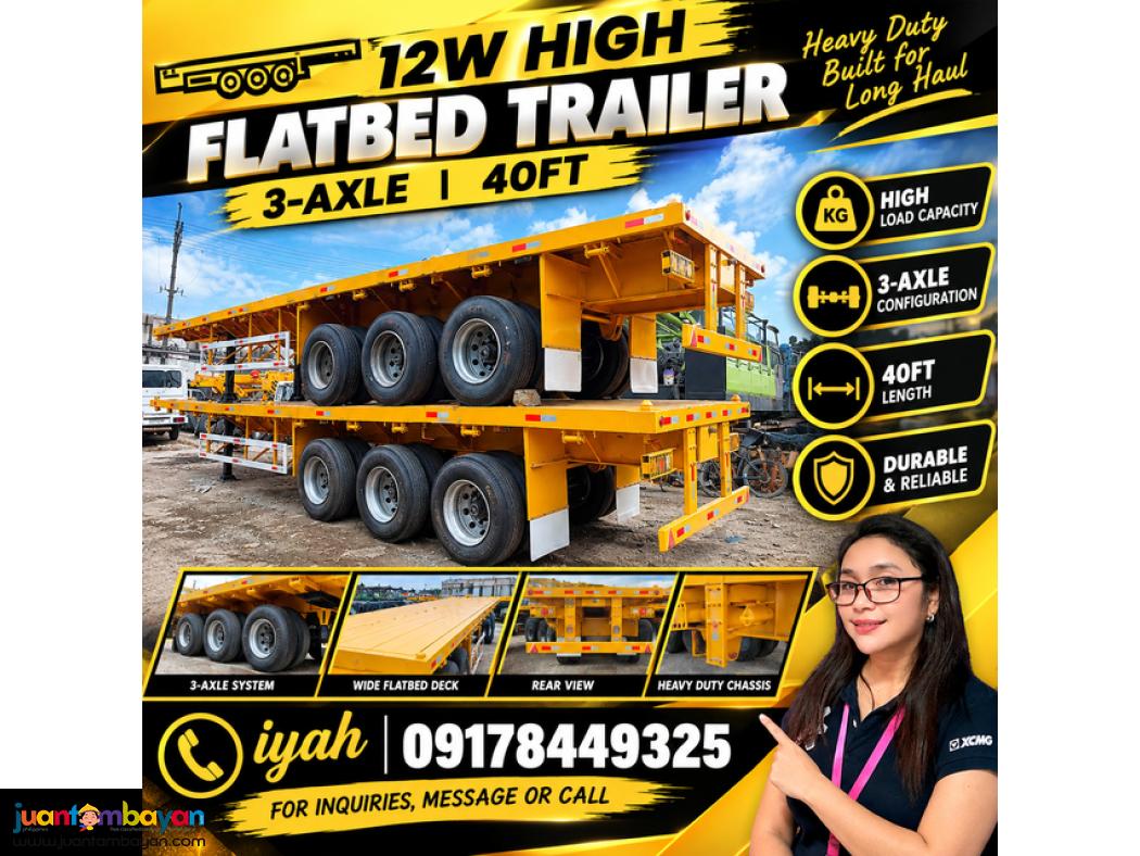 12W HIGH FLATBED TRAILER 3-AXLE, 40FT