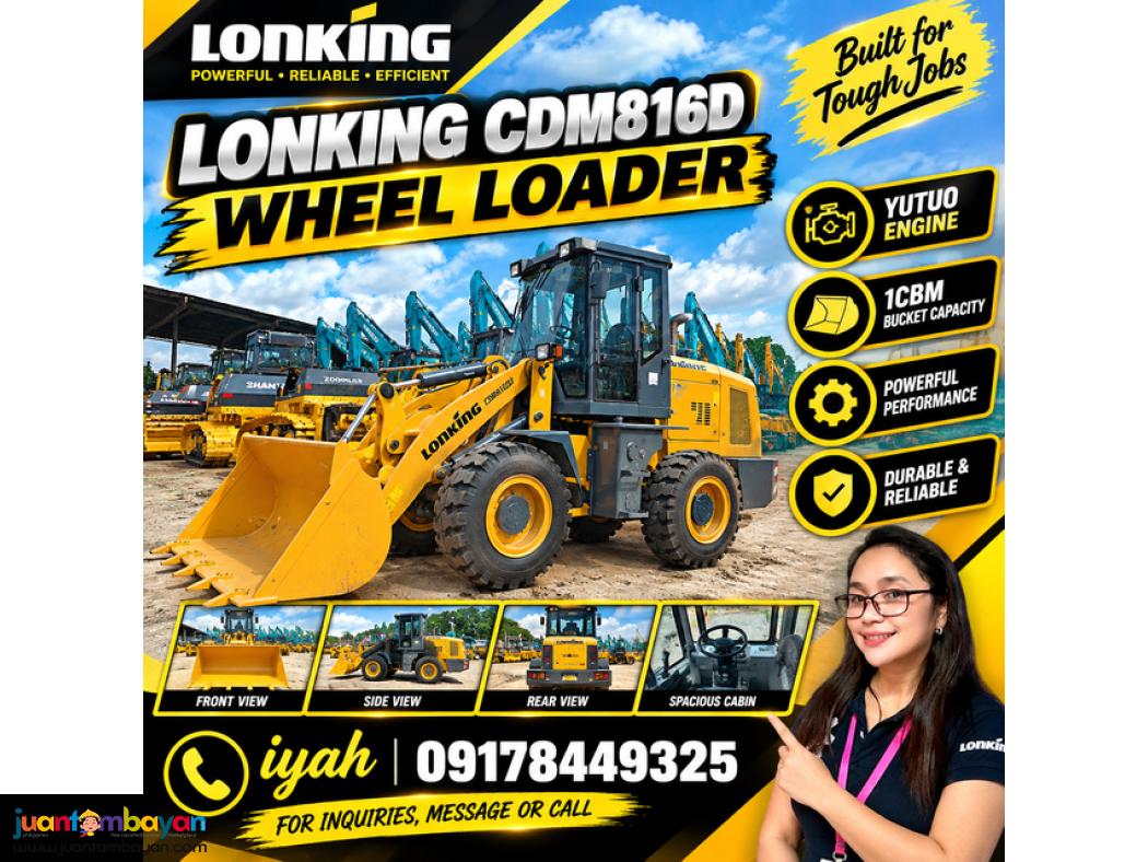 LONKING CDM816D WHEEL LOADER YUTUO ENGINE 1CBM