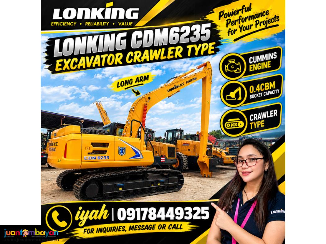 LONKING CDM6235 EXCAVATOR CRAWLER TYPE (CUMMINS) 0.4CBM LONG ARM