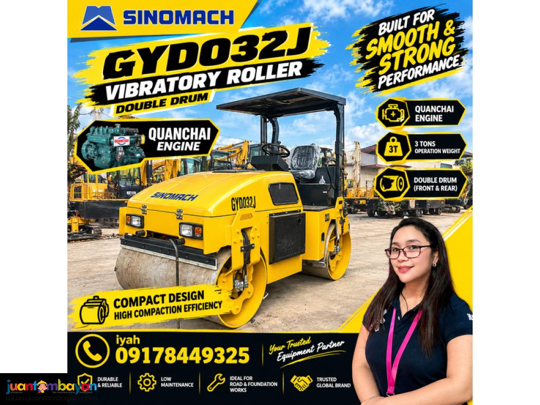 SINOMACH GYD032J VIBRATORY ROLLER QUANCHAI ENGINE 3T DOUBLE DRUM