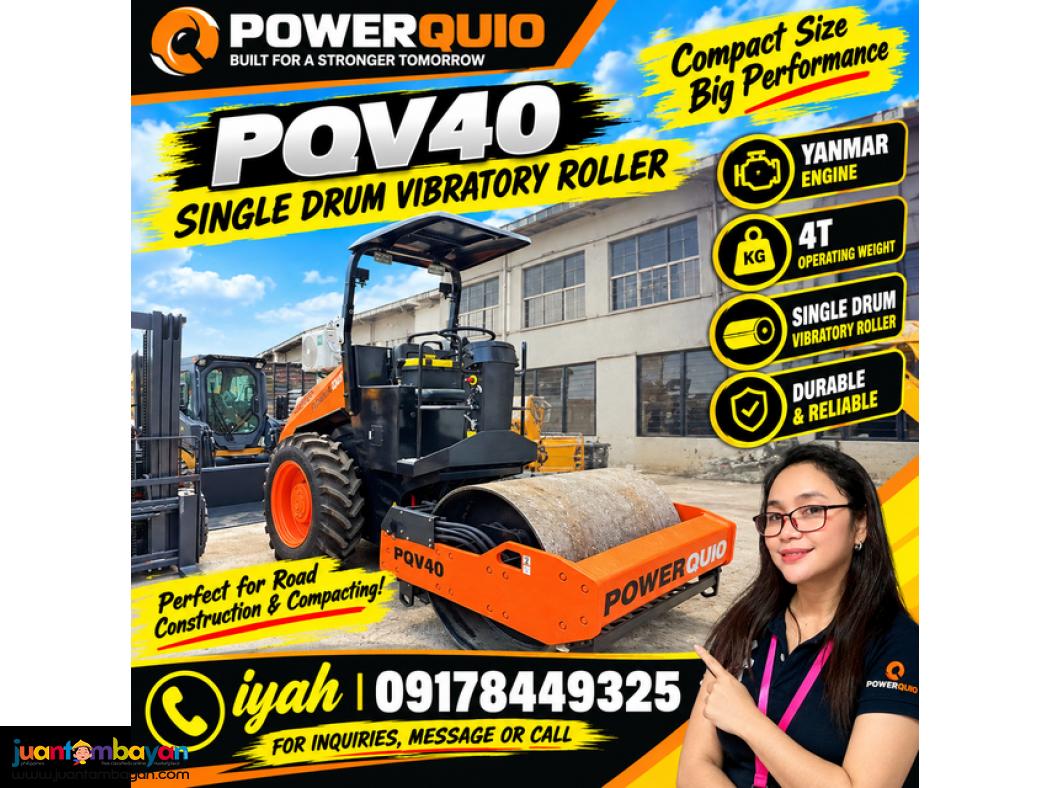 POWERQUIO PQV40 SINGLE DRUM VIBRATORY ROLLER YANMAR ENGINE 4T