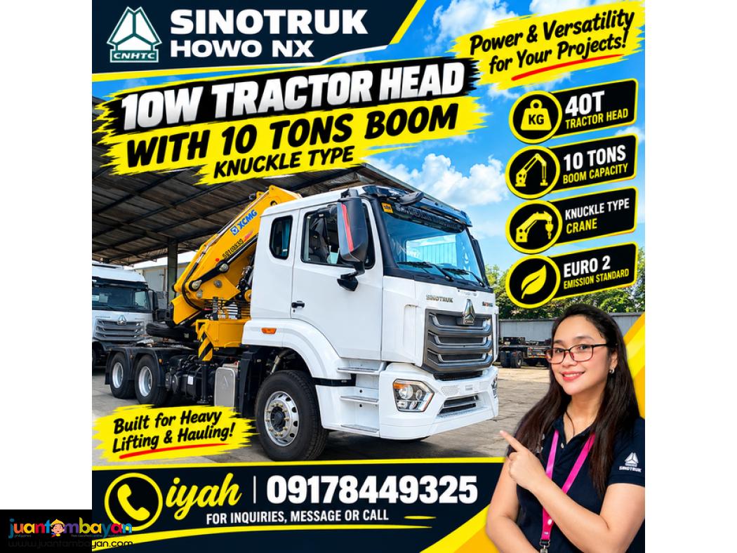 SINOTRUK HOWO NX 10W TRACTOR HEAD 40T, WITH 10 TONS BOOM, KNUCKLE TYPE