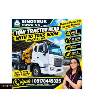 SINOTRUK HOWO NX 10W TRACTOR HEAD 40T, WITH 10 TONS BOOM, KNUCKLE TYPE