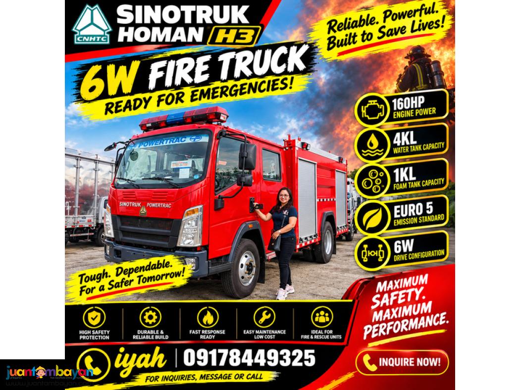 SINOTRUK HOMAN H3 6W FIRE TRUCK 160HP 5KL EURO 5 