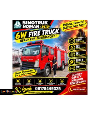 SINOTRUK HOMAN H3 6W FIRE TRUCK 160HP 5KL EURO 5 