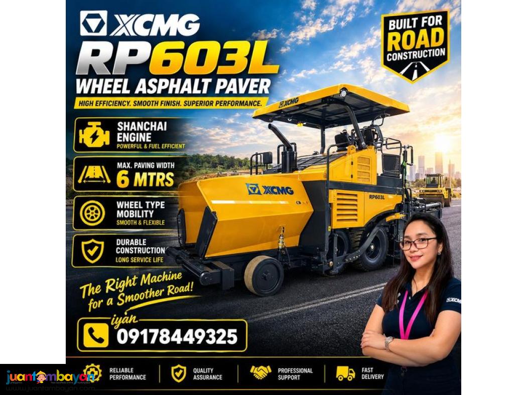 XCMG WHEEL ASPHALT PAVER RP603L MAX. PAVING WIDTH 6 MTRS