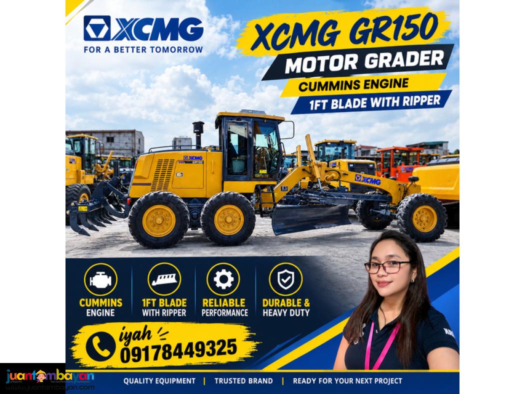 XCMG GR150 MOTOR GRADER CUMMINS ENGINE 1FT BLADE WITH RIPPER