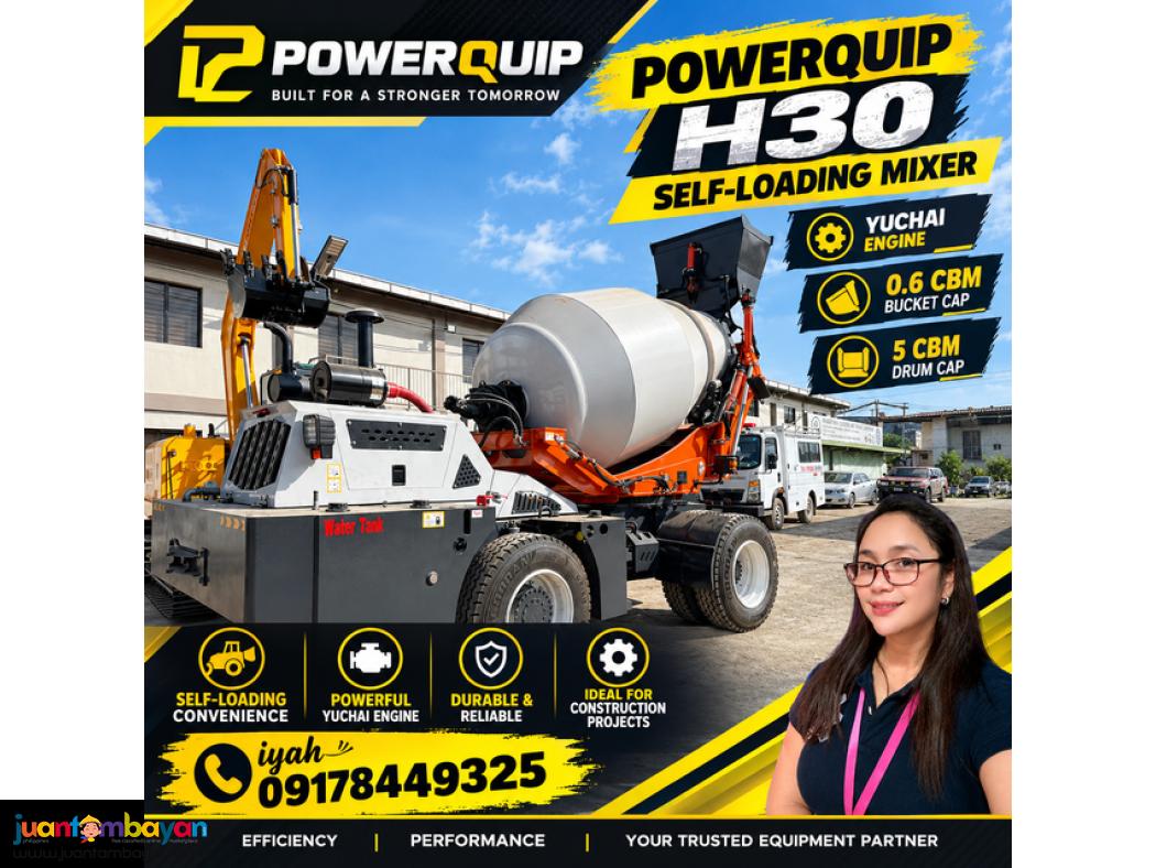 POWERQUIP H30 SELF-LOADING MIXER  0.6 CBM BUCKET CAP, 5CBM DRUM CAP