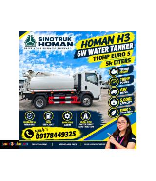 SINOTRUK HOMAN H3 6W WATER TANKER 110HP 5K LITERS EURO 5