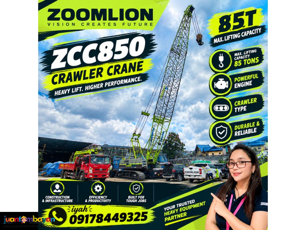 Zoomlion ZCC850 Crawler Crane 85T Max. lifting capacity
