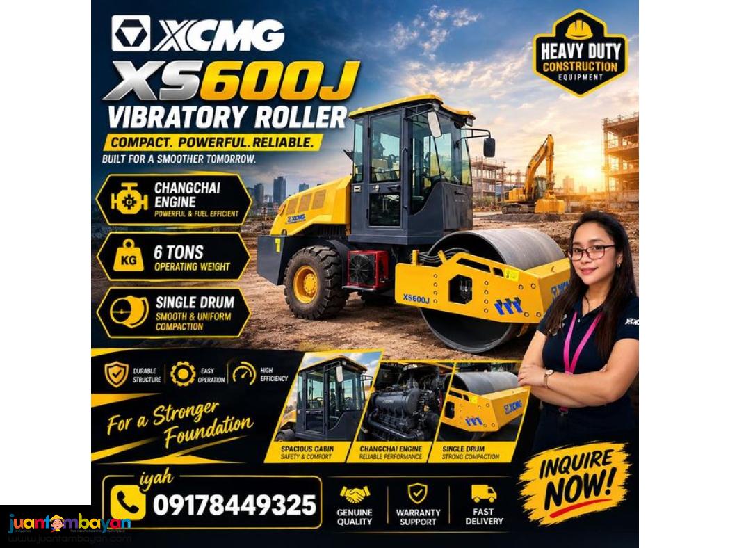 XCMG SINGLE DRUM VIBRATORY ROLLER- XS600J 6T