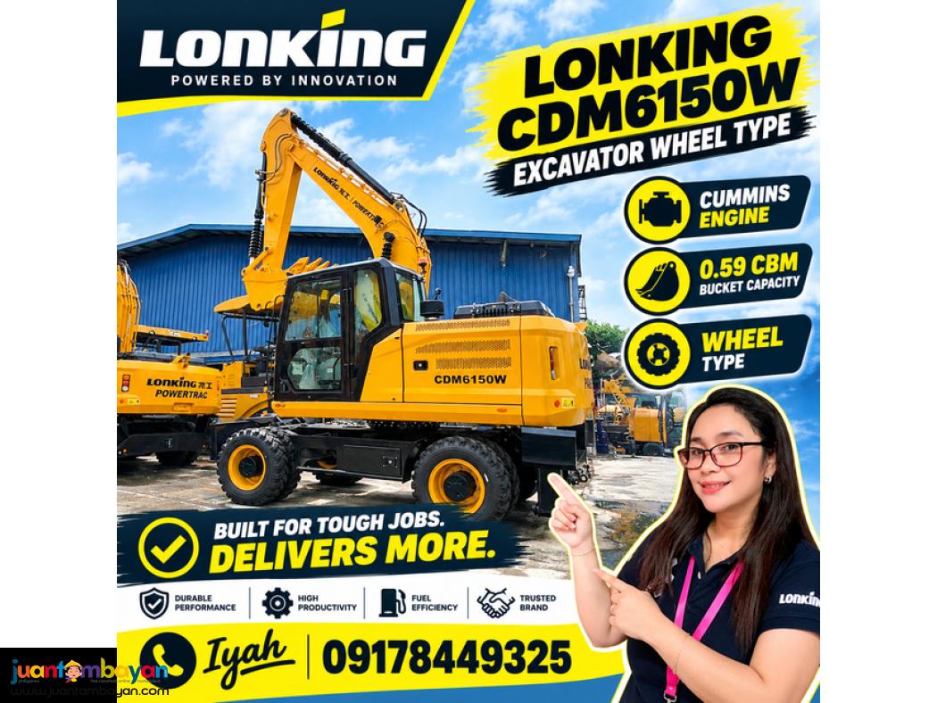 LONKING CDM6150W EXCAVATOR WHEEL TYPE CUMMINS ENGINE 0.59 CBM BUCKET