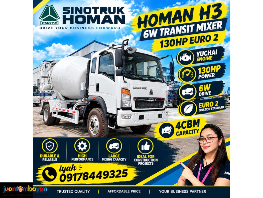 SINOTRUK HOMAN 4cbm TRANSIT MIXER E2
