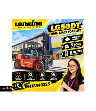 LONKING LG50DT HIGH MAST FORKLIFT WEICHAI ENGINE 5 TONS 5 METERS MAST