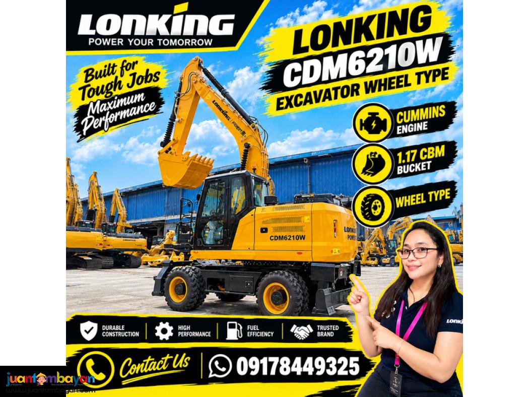 LONKING CDM6210W EXCAVATOR WHEEL TYPE CUMMINS ENGINE 1.17 CBM BUCKET