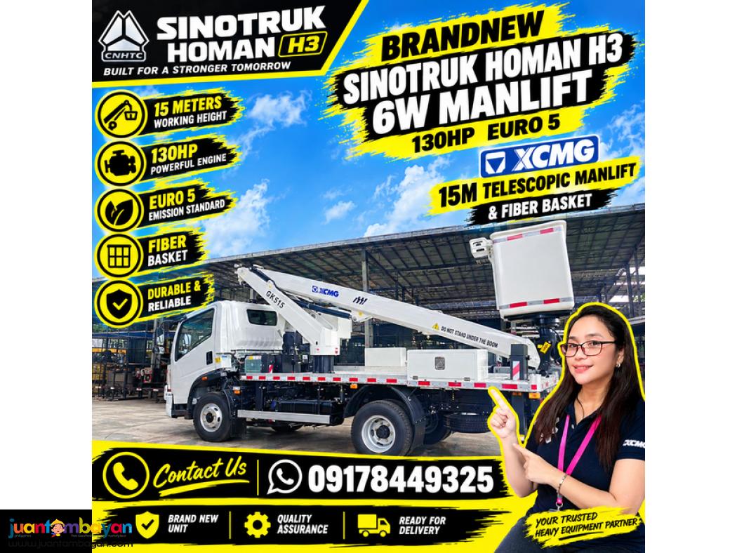 SINOTRUK HOMAN 6W MANLIFT E5- 15M TELECOPIC Fiber Basket