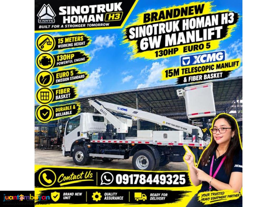 SINOTRUK HOMAN H3 MANLIFT 15 METERS XCMG TELESCOPIC BOOM