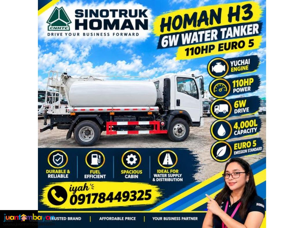 SINOTRUK HOMAN H3 4X2 WATER TRUCK 4KL 