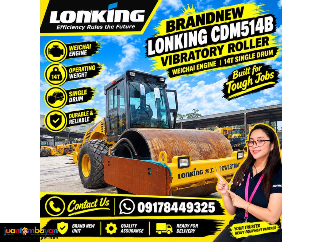 LONKING VIBRATORY ROLLECDM514B- WEICHAI ENGINE 14T SINGLE DRUM