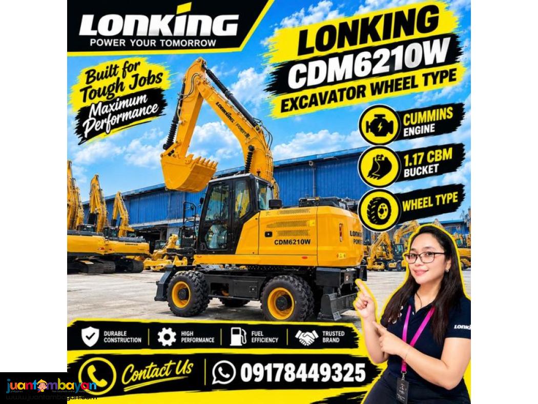 LONKING CDM6210 WHEEL EXCAVATOR  1.17CBM CUMMINS ENGINE 