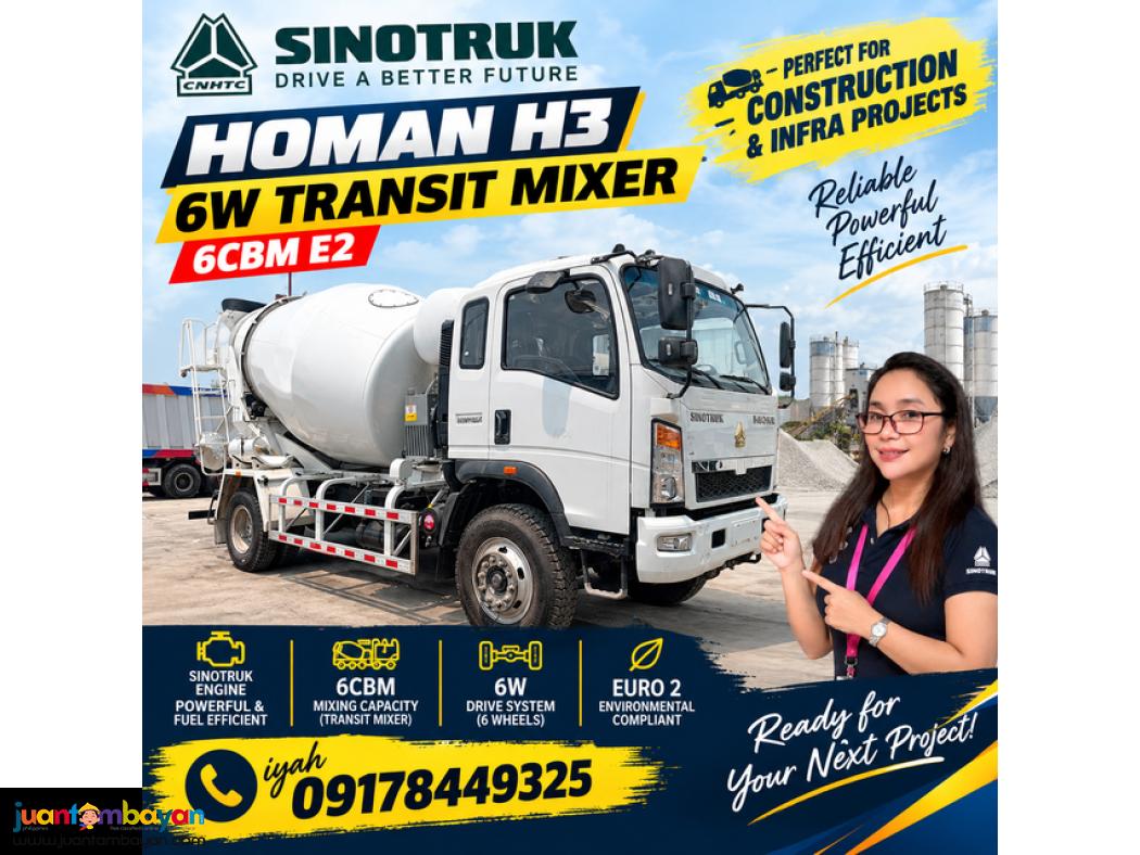 SINOTRUK HOMAN H3 6W TRANSIT MIXER 6CBM E2