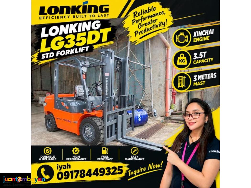 Lonking LG35DT Forklift 3.5Tons 3-Meters mast 