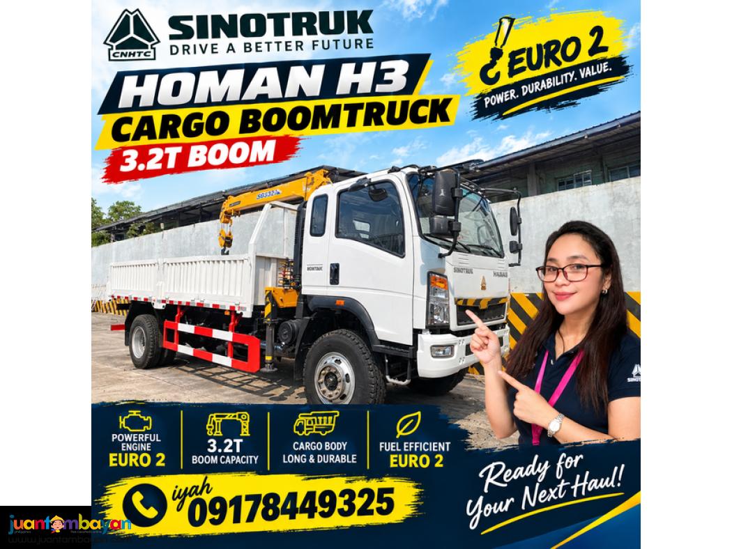 SINOTRUK HOMAN CARGO TRUCK WITH 3.2T BOOM, 6W E2