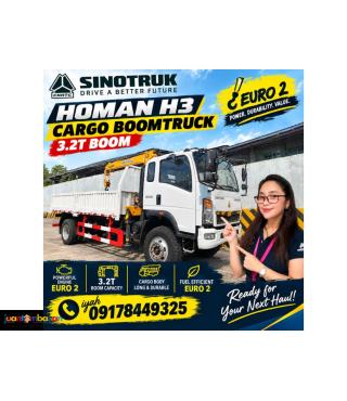 SINOTRUK HOMAN CARGO TRUCK WITH 3.2T BOOM, 6W E2