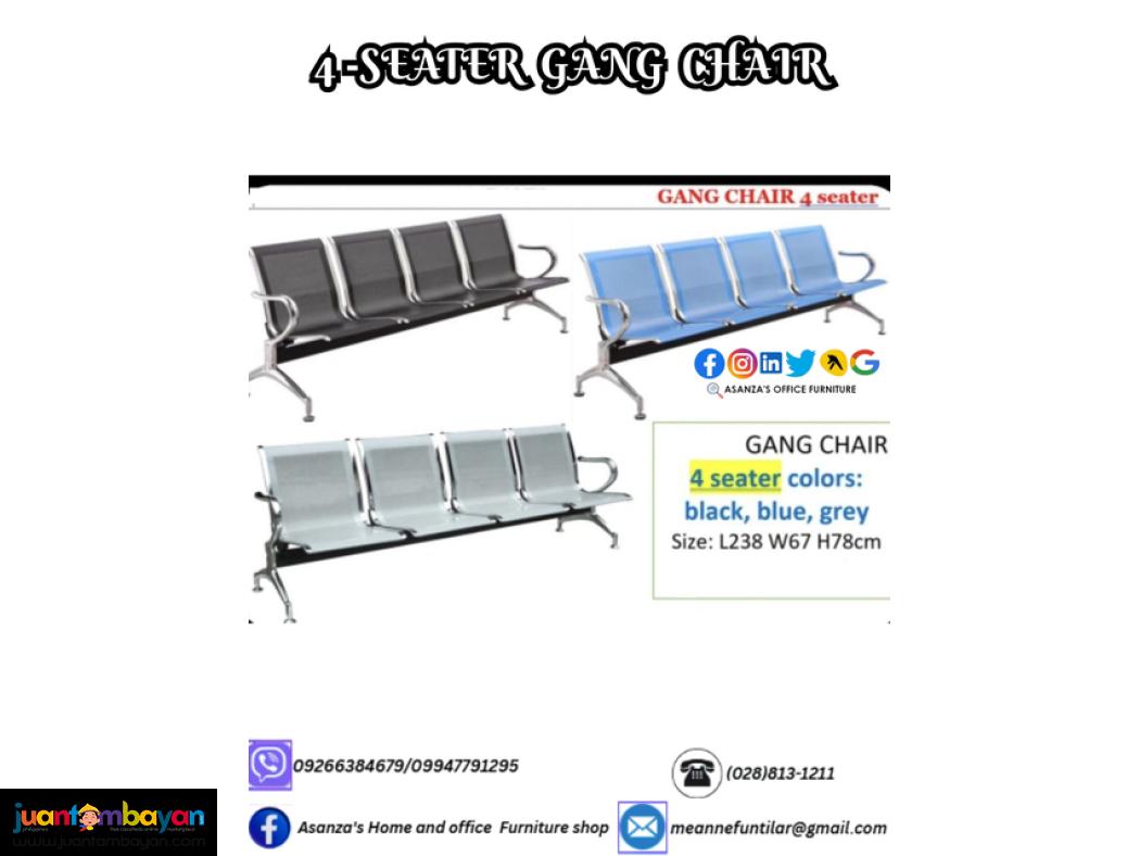 4 SEATER METAL LEG GANG CHAIR