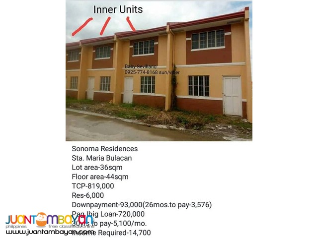 Sonoma Residences TOWNHOUSE Rent to Own House and Lot in Bulacan