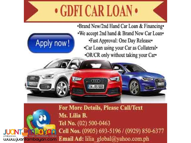 2000-2015 CAR LOAN WITHOUT TAKING YOUR CAR OR/CR ONLY