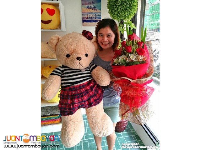 flower delivery with teddy bear