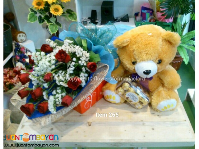 flower delivery with stuffed animal