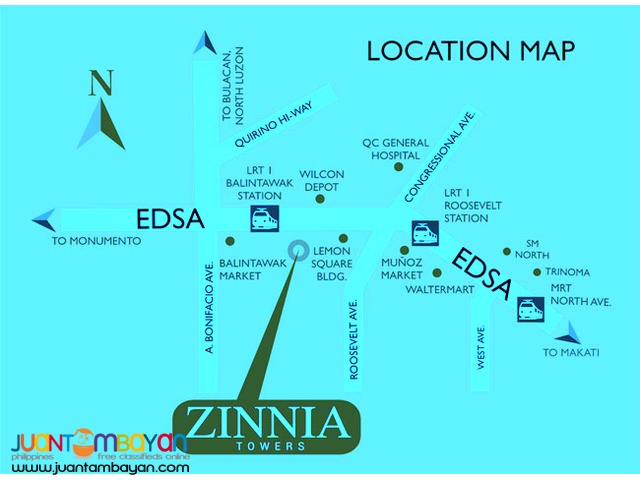 Zinnia Towers For Sale in Munoz near SM North Edsa