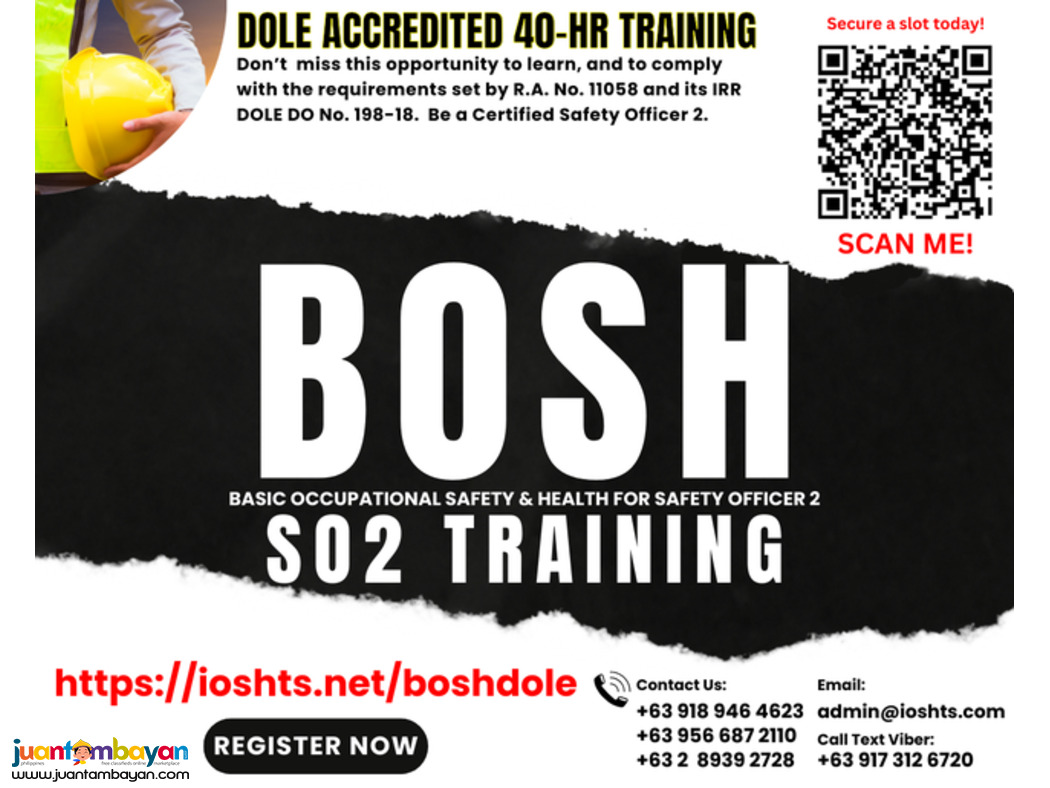 BOSH Training DOLE Accredited SO2 Training Safety Officer 2 Training