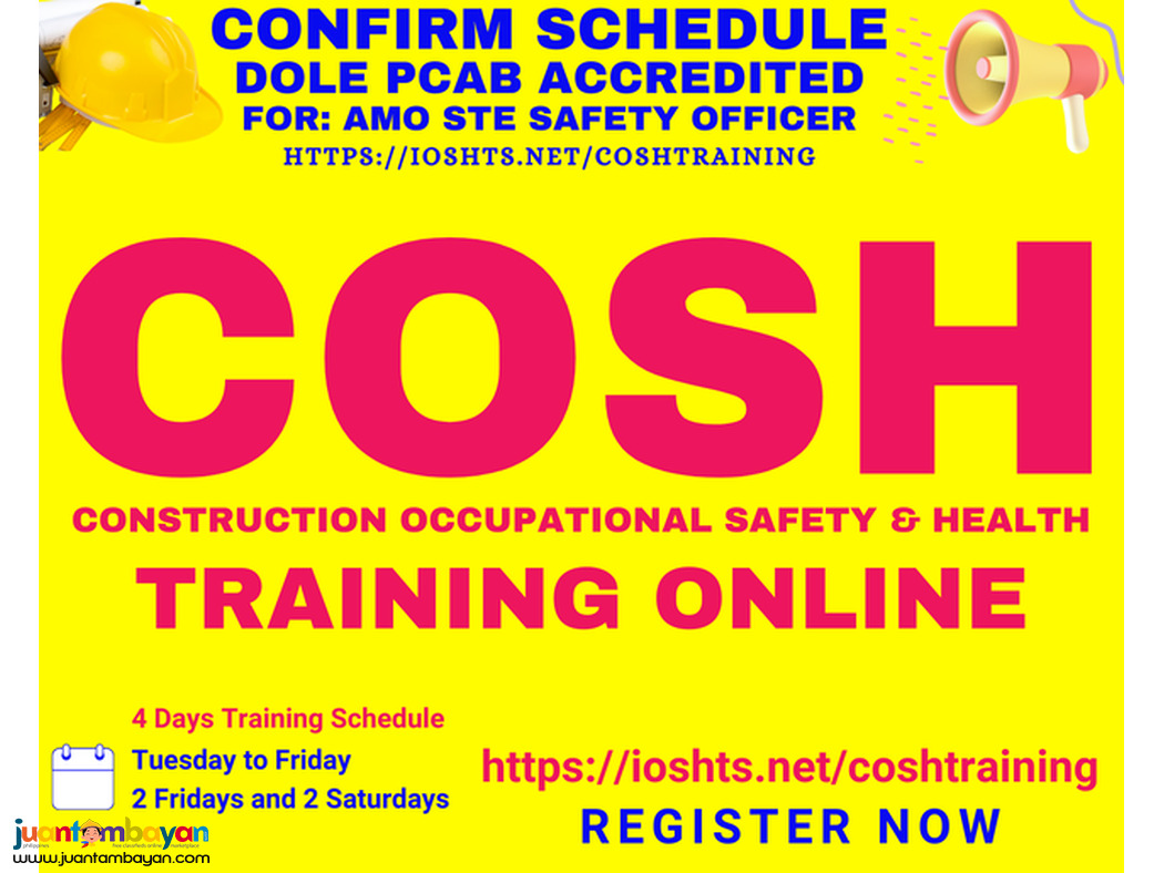 Online COSH Training PCAB Accredited DOLE Accredited AMO STE SO2