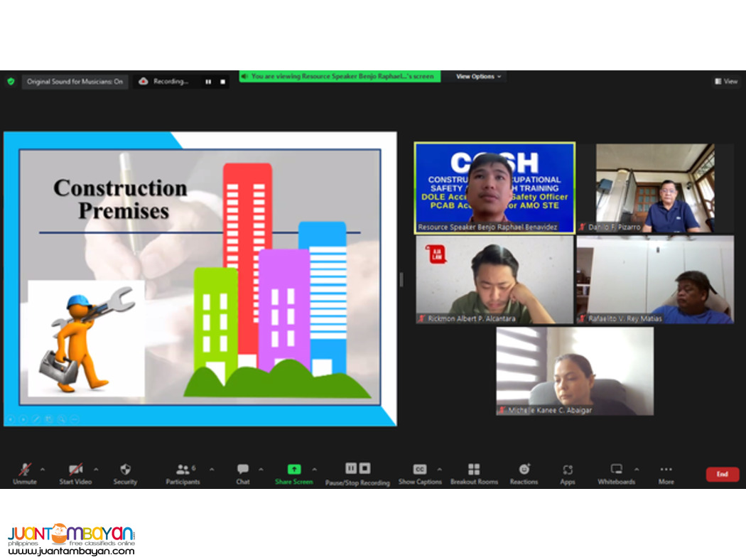 Online COSH Training PCAB Accredited DOLE Accredited AMO STE SO2