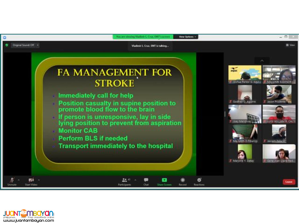 DOLE Accredited First Aid Training with BLS AED Training Compliance