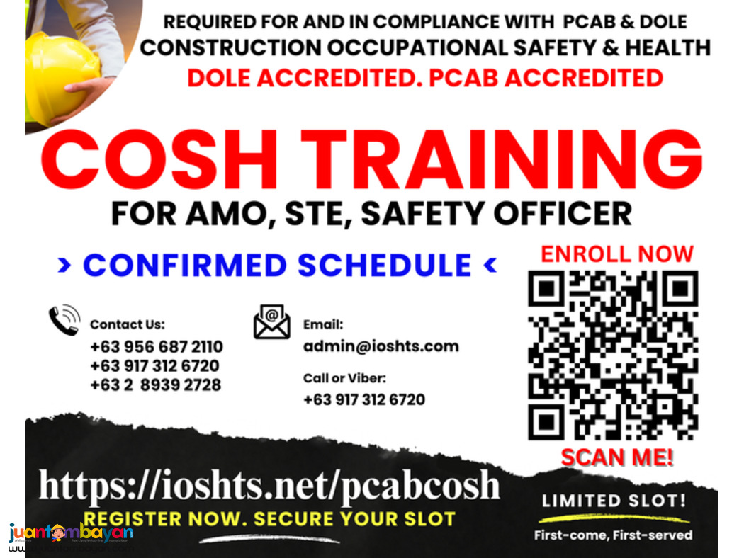 COSH Training DOLE Accredited Safety Officer 2 SO2 PCAB AMO STE