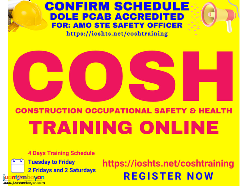 Online COSH Training DOLE Accredited PCAB Accredited AMO STE SO2