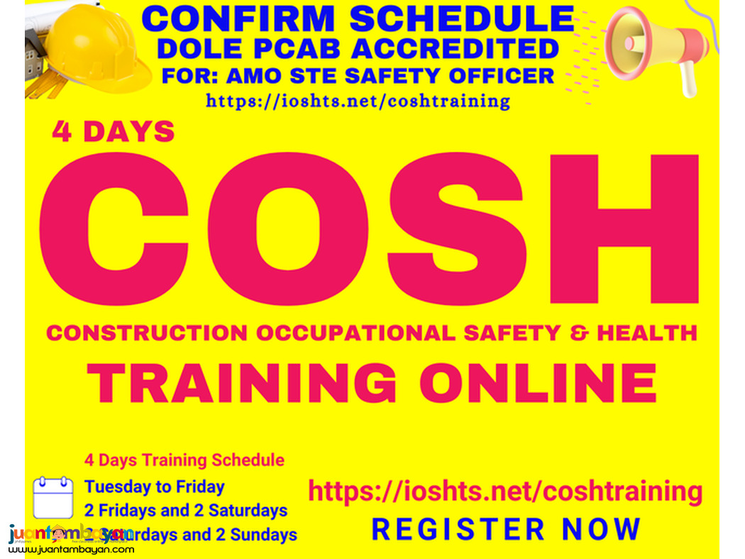 Online COSH Training DOLE Accredited PCAB Accredited AMO STE SO2
