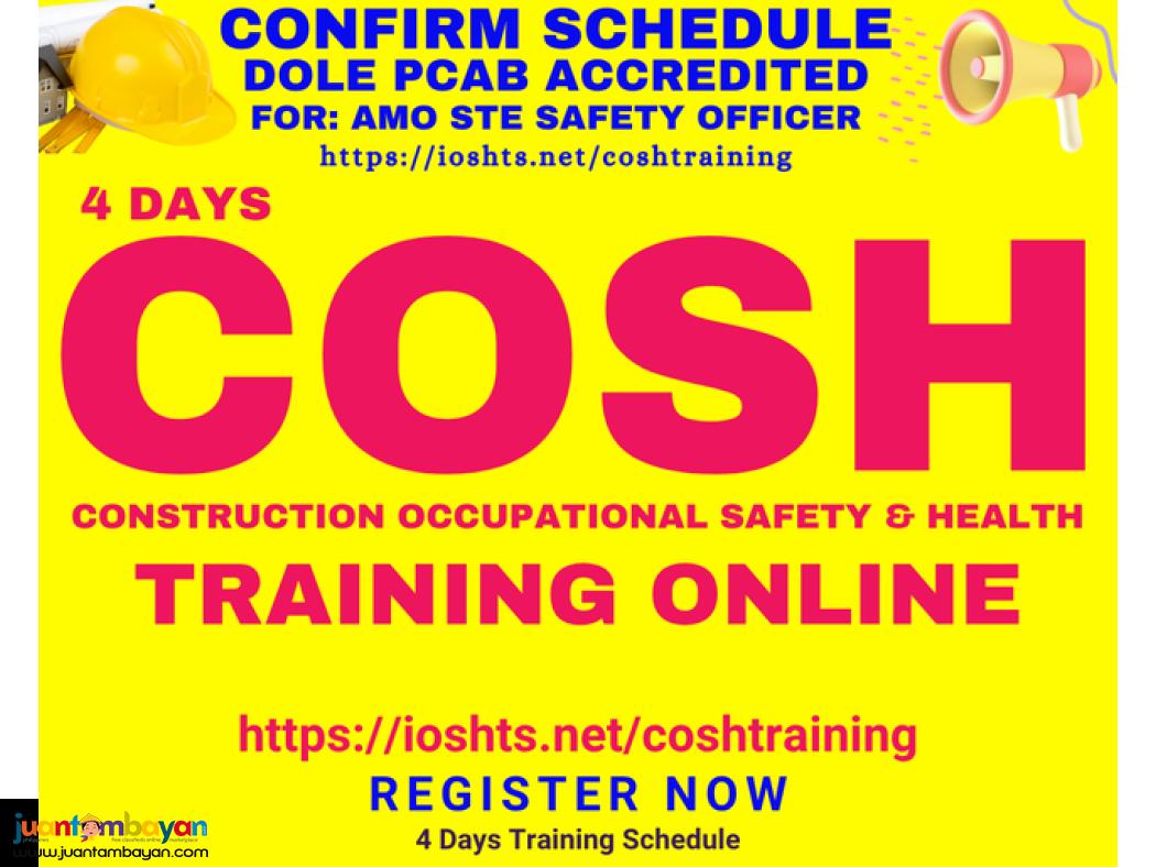 COSH Training AMO STE Safety Officer DOLE PCAB License COSH Online