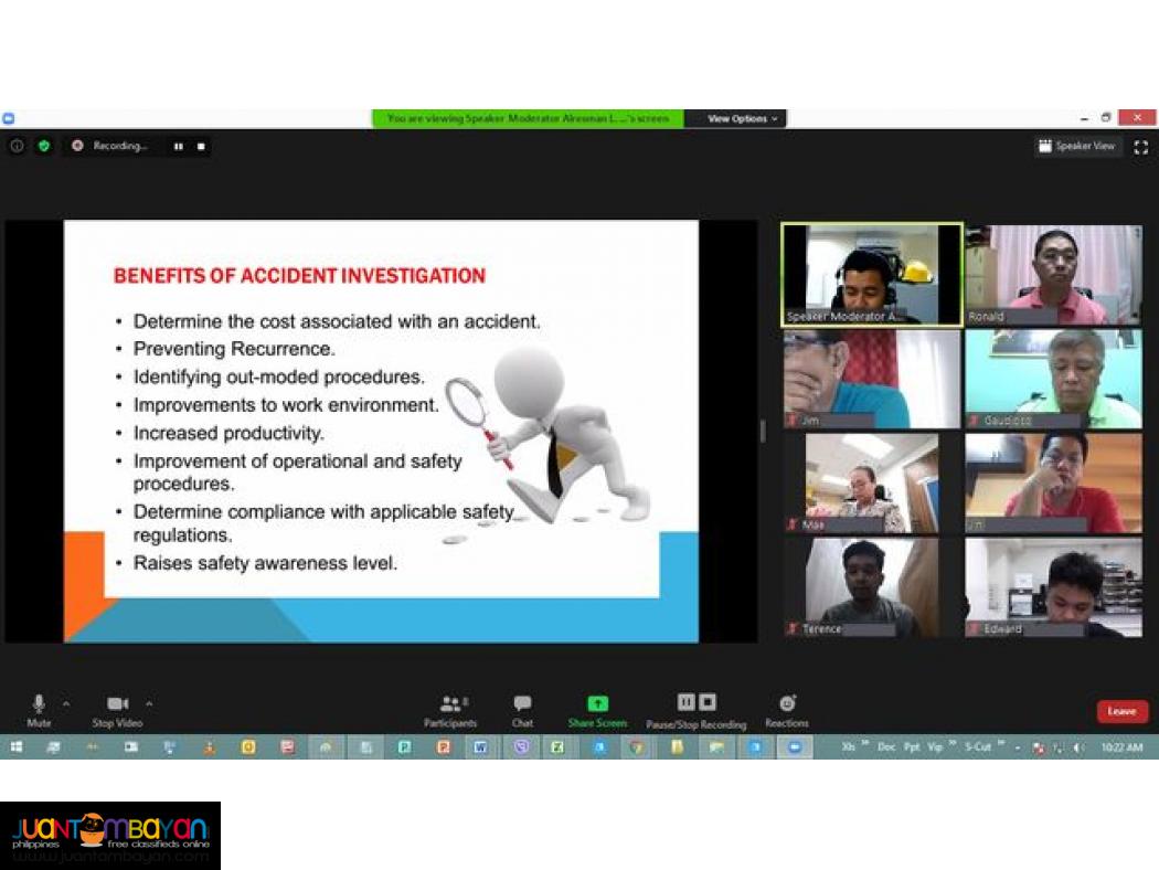 COSH Training AMO STE Safety Officer DOLE PCAB License COSH Online