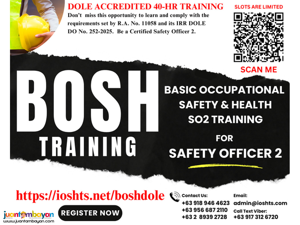 DOLE Accredited BOSH SO2 Training in Compliance with DOLE Requirement