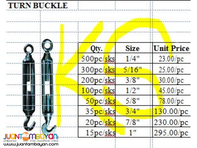 TURN BUCKLE price philippines nationwide shipping
