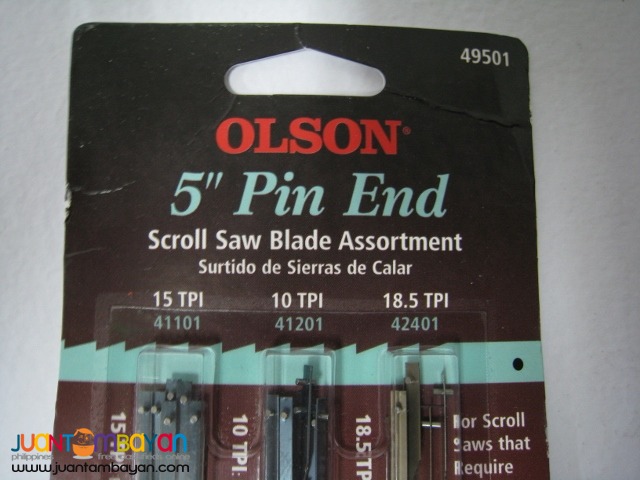 Olson 5-inch Pin End Scroll Saw Blades - USA