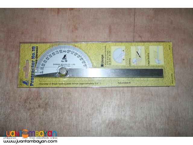 Shinwa Stainless Steel Protractor 0-180 Degrees with Round Head